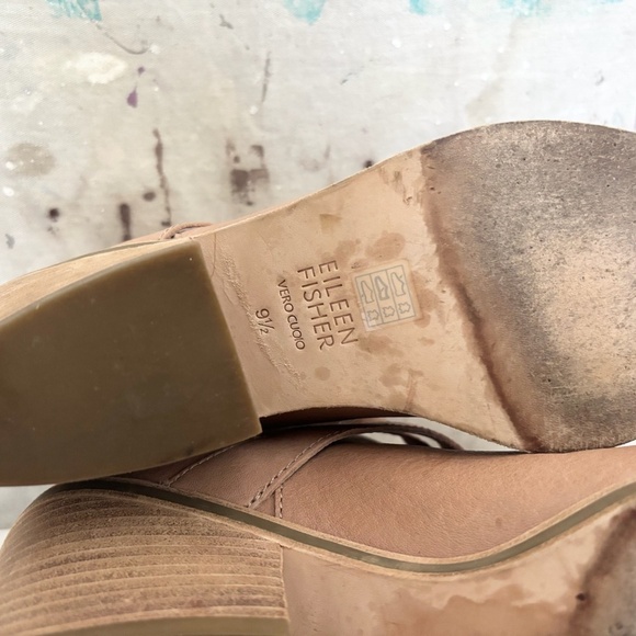 Eileen Fisher Beige Derby Leather Ankle Boots - Picture 6 of 6